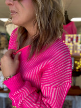 Load image into Gallery viewer, two-tone sweater, hot pink

