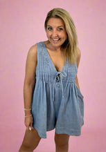 Load image into Gallery viewer, sleeveless denim romper, light wash
