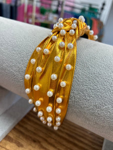 pearl + metallic orange headband