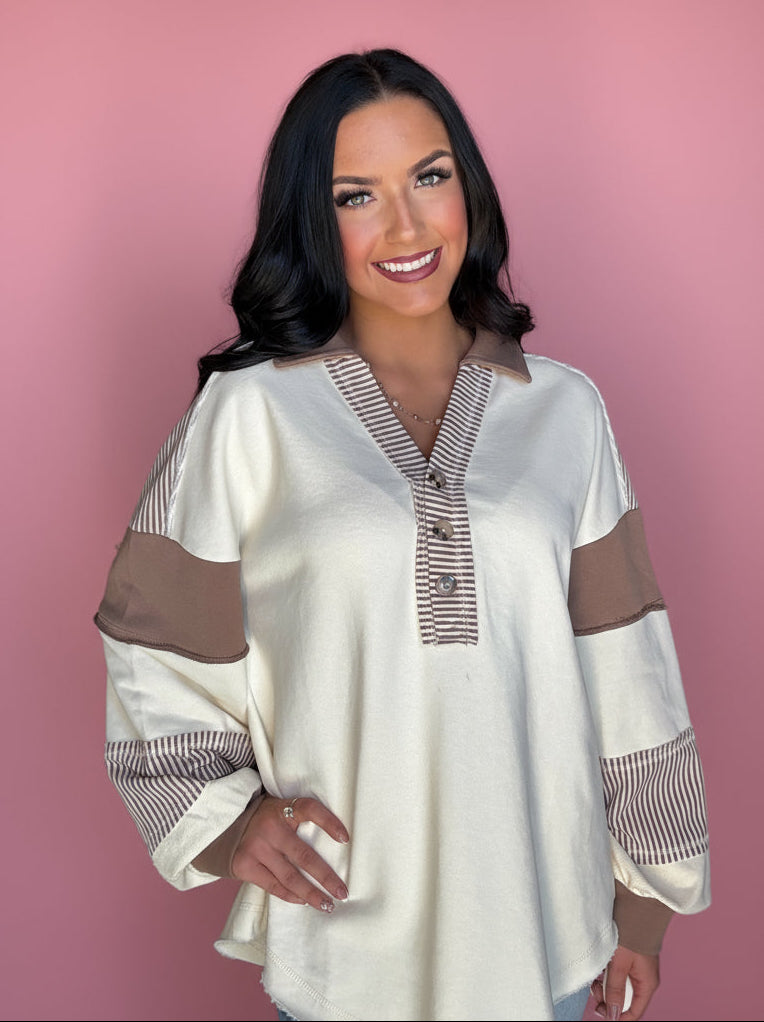 mocha latte oversized knit top