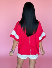 Load image into Gallery viewer, on repeat french terry top, ruby red | reg + plus

