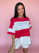 Load image into Gallery viewer, on repeat french terry top, ruby red | reg + plus
