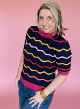 Load image into Gallery viewer, navy wave pointelle knit
