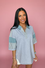 Load image into Gallery viewer, coastal ease collared top, grey

