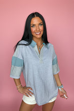Load image into Gallery viewer, coastal ease collared top, grey
