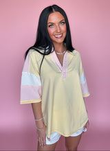 Load image into Gallery viewer, coastal ease collared top, butter yellow
