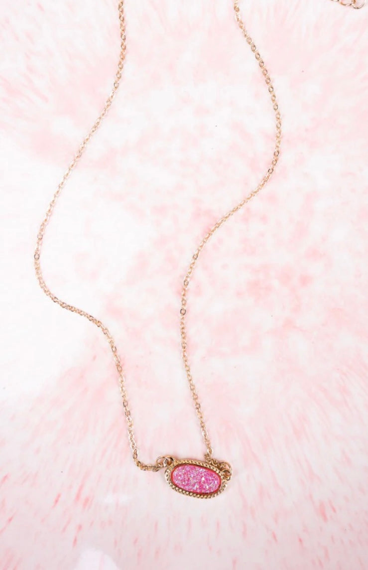 rose druzy necklace