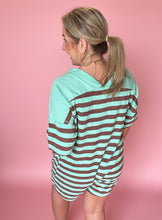 Load image into Gallery viewer, coastal stroll romper, mint stripe
