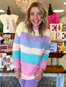 pastel stripe oversized sweater