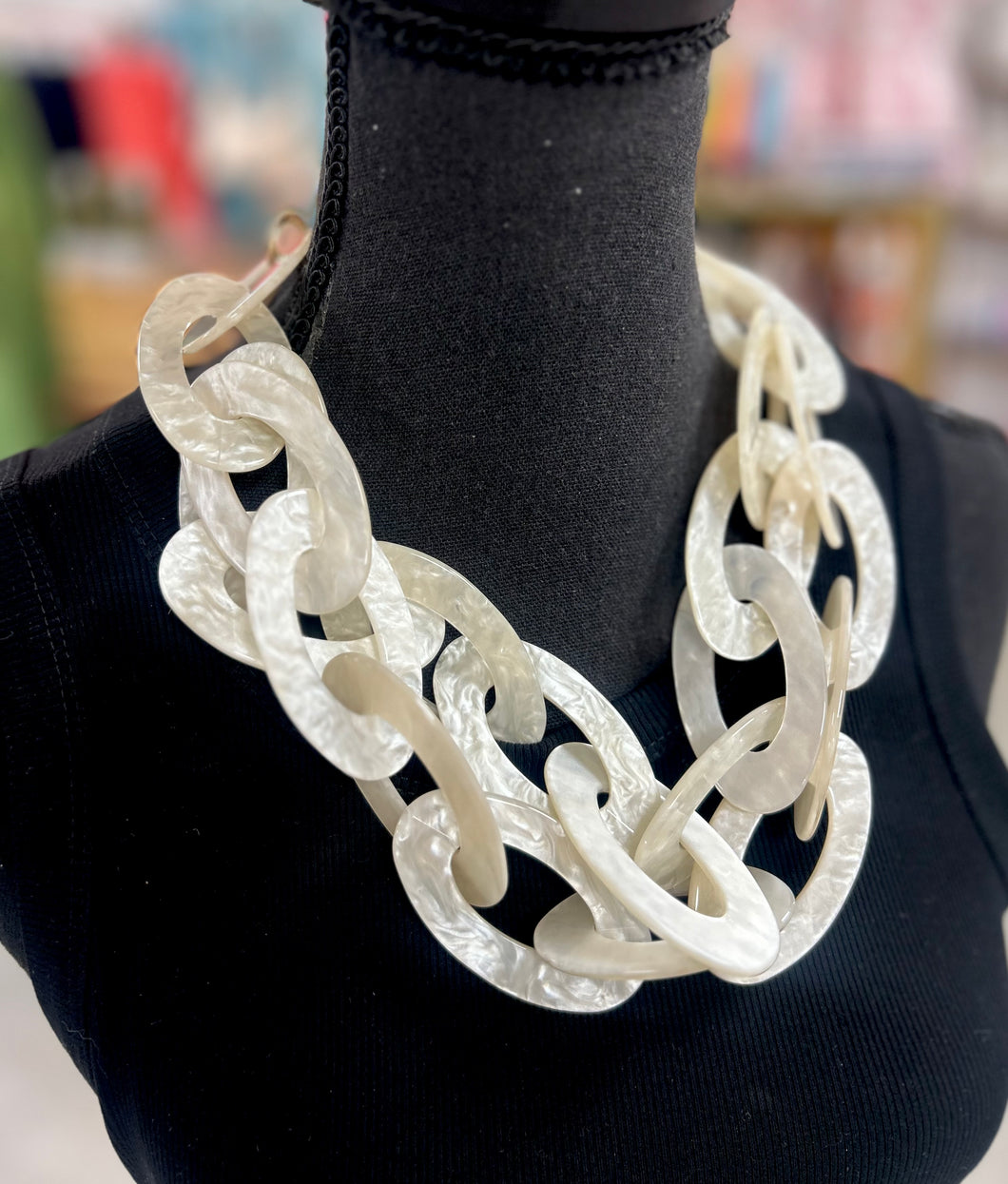 chunky layered necklace, ivory