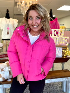 wintry days puffer jacket, hot pink