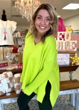 Load image into Gallery viewer, slouchy side-slit sweater, lime
