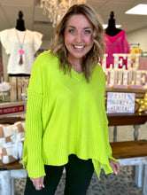 Load image into Gallery viewer, slouchy side-slit sweater, lime

