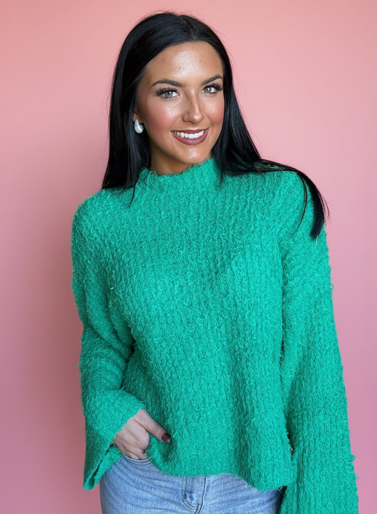 mistletoe mock neck, green