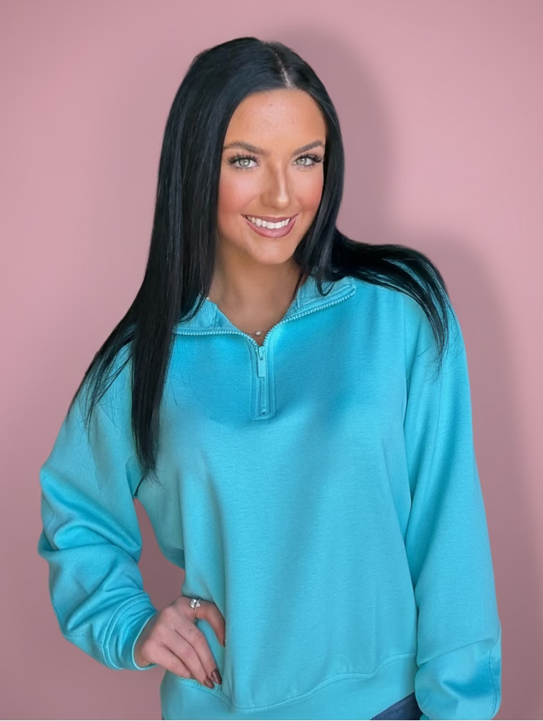 cozy core half-zip pullover, mint