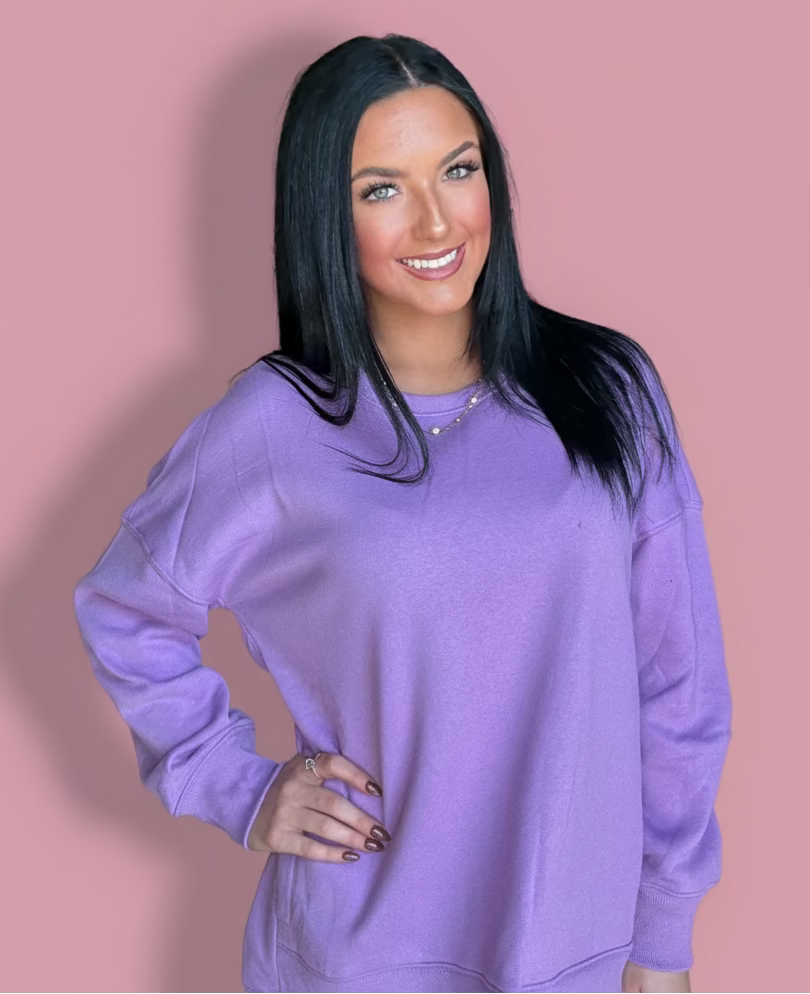 the pocketed high-low pullover, lavender