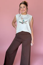 Load image into Gallery viewer, pintuck ponte wide leg pants, brown | reg + plus

