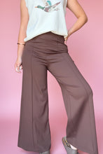 Load image into Gallery viewer, pintuck ponte wide leg pants, brown | reg + plus
