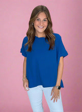Load image into Gallery viewer, round neck airflow top, classic blue
