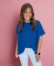 Load image into Gallery viewer, round neck airflow top, classic blue
