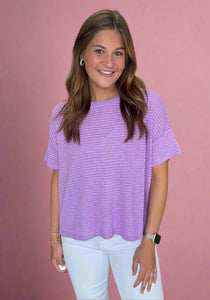 lightweight jacquard sweater, bright lavender
