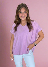 Load image into Gallery viewer, melange hacci v-neck, bright mauve
