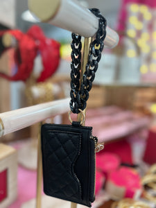 rhodes quilted wallet w/ chain bangle, black