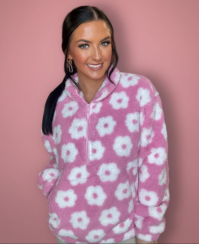 daisy pop sherpa pullover