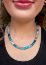 Load image into Gallery viewer, agate glass bead necklace, stormy blue
