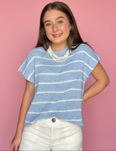 Load image into Gallery viewer, sweet stripe sweater vest, light blue
