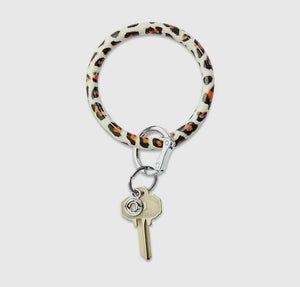 leather big O keyring, cheetah