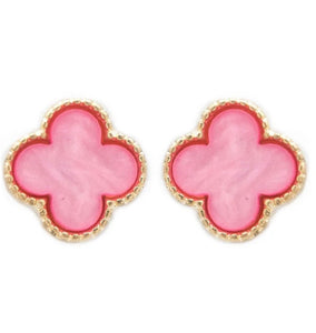 clover studs, pink