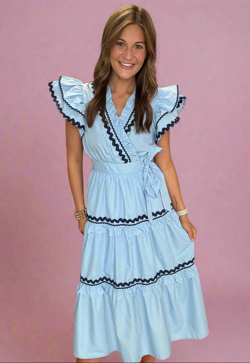 ricrac trim midi, blue