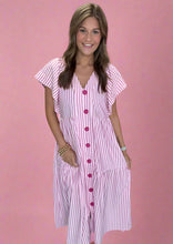 Load image into Gallery viewer, playful buttoned midi, pink
