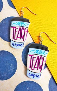 coffee teach repeat earrings