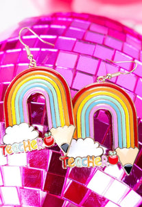 teacher rainbow earrings