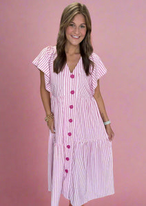playful buttoned midi, pink