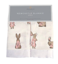 Load image into Gallery viewer, powder pink bunnies bamboo newcastle blankie

