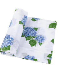 Load image into Gallery viewer, baby muslin swaddle receiving blanket: hydrangeas
