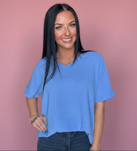Load image into Gallery viewer, airflow v-neck top, cornflower blue
