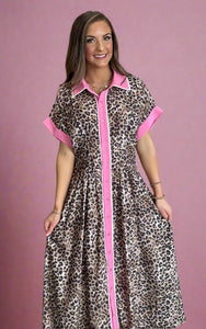 leopard + blush midi
