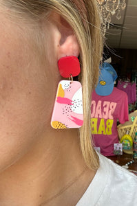 abstract earrings, pink
