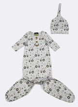 Load image into Gallery viewer, tractor knotted baby gown
