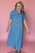 Load image into Gallery viewer, sapphire printed button-down midi

