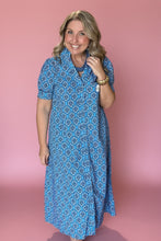 Load image into Gallery viewer, sapphire printed button-down midi
