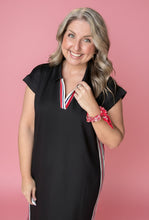 Load image into Gallery viewer, contrast trim midi dress, black
