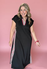 Load image into Gallery viewer, contrast trim midi dress, black
