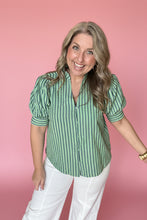Load image into Gallery viewer, jade striped ruffle neck blouse

