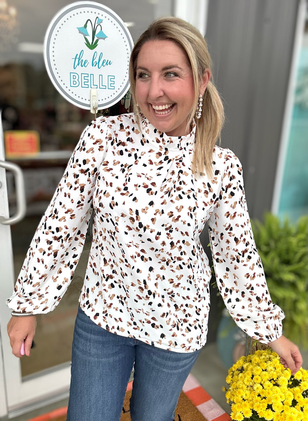 dotted neutrals blouse