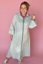 Load image into Gallery viewer, meadow stripe button-down maxi, soft green
